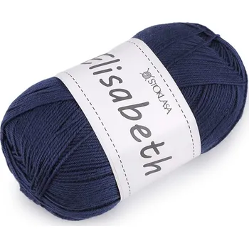 Příze Pletací vlněná příze Elisabeth 100 g - 4 modrá tmavá