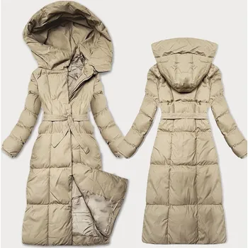 Světle béžová dámská zimní bunda s páskem J Style (5M3227-62) odstíny béžové S (36)
