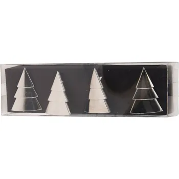 Home Styling Collection Stříbrné kroužky na ubrousky s vánočním motivem, 4 ks,, hliník