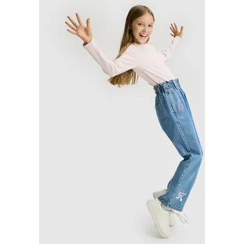 Dívčí džíny Reserved - Džíny baggy s ozdobnou výšivkou - modrá - 799FF-55J - 799FF-55J-128