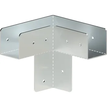 Tesařské kování spojka na hranol 100 x 100 mm, pozinkovaná ocel - rohová spojka - montážní pomůcka pro usnadnění instalace dřevěných hranolů při stavbě přístřešků, altánů a podobných konstrukcí