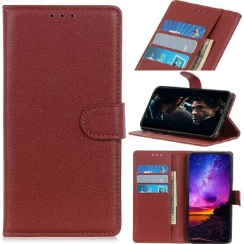Pouzdro na mobilní telefon Litchi PU kožené peněženkové pouzdro na mobil Xiaomi Redmi 9A/9AT - hnědé