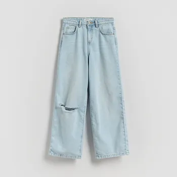 Dívčí džíny Reserved - Džíny s širokými nohavicemi a oděrkami - modrá - 802FF-05J - 802FF-05J-122