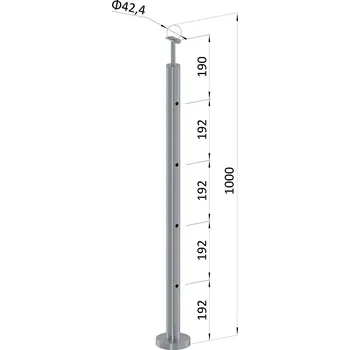 Zábradlí nerezový sloupek koncový, leštěná nerez, výplň ø 14 mm - sloupek zábradlí 4 děrový, horní kotvení, vrch pevný, AISI304, průměr výplně 12 mm nebo 14 mm