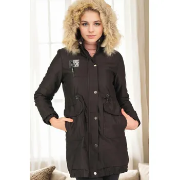 Z6712 DEWBERRY CREMONA WOMEN'S COAT-BLACK-1 dewberry hnědá 3224045