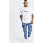 Ombre Men's JOGGER pants with stand-off and zippered cargo pockets - blue Ombre modrá 2716093