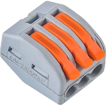 Síťový konektor 50 ks 3portová svorkovnice pro elektrické kabely 32A 450V 2,18 x 1,72 x 1,44 cm Rychlé připojení vodičů PA plast Bez šroubů