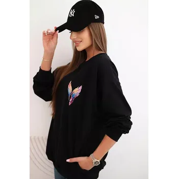 Dámská mikina Polski Dámská oversize mikina z bavlny s barevnými křídly na zádech černá Polski černá | vícebarevná 3440911