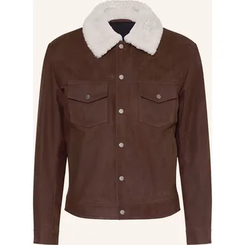 Pánská bunda Boss Pánská Kožená Bunda Mordy, hnědá / režná, 50