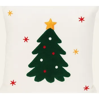 Polštář Home Styling Collection Dekorační polštář, vánoční vzor, bílý 44 x 44 cm, polyester