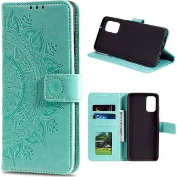 Pouzdro na mobilní telefon Flower PU kožené peněženkové pouzdro na mobil Xiaomi Mi 10T 5G/10T Pro 5G - cyan