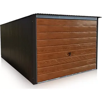 Garážová vrata Plechová garáž 3x5m zadní spád, výklopná vrata široký panel Dub