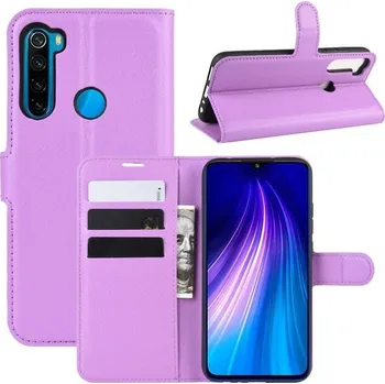 Pouzdro na mobilní telefon Litchi PU kožené peněženkové pouzdro na mobil Xiaomi Redmi Note 8T - fialové