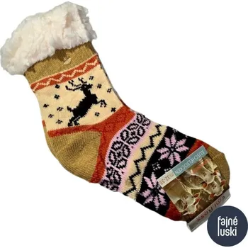 Dětské termo ponožky Dětské protiskluzové teplé ponožky s kožíškem Sobíci barevné 28-31 béžová