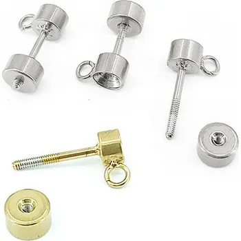 Materiál na výrobu šperku Šroubovací Dříky na zirkony 3-4mm s kroužkem - 4mm / 10mm / Nerez SL