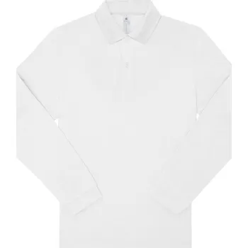 Pánská košile B&C Pánská pique polokošile s dlouhým rukávem My Polo 180 LSL Barva: Bílá, Velikost: S