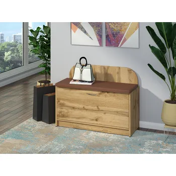 Botník Slevadoma Botník B-01 se sedákem Barva: wenge, Materiál: koženka - šedá