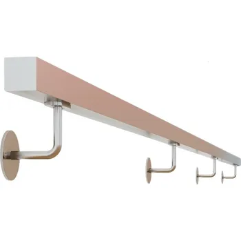 půdní výlez madlo na zeď hranaté, broušená nerez K320 / AISI304, 325 cm, 4 držáky - zábradlí na stěnu, nerezové madlo 40 x 40 mm, délka 0,75 - 6 m, držáky pro uchycení, počet dle délky madla