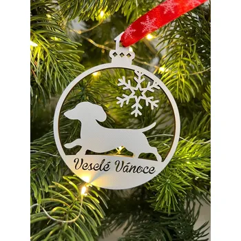 Vánoční ozdoba Vsepropejska Vánoční baňka s jezevčíkem – ozdoba na stromeček Typ: Baňka 1