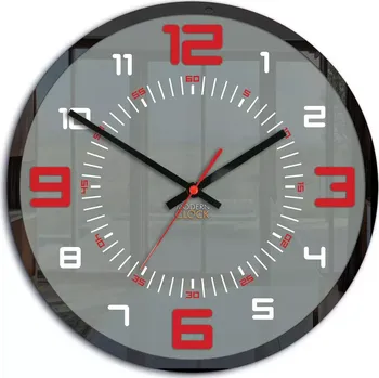 Hodiny Nástěnné hodiny Orion 30 cm červené/šedé