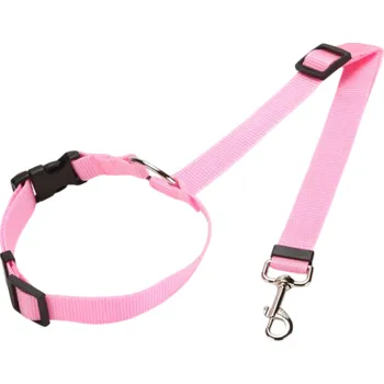 Obojek pro psa Nastavitelný obojek a bezpečnostní pás do auta pro psy 2v1 Nylonový popruh Ochrana domácích mazlíčků při cestování růžová