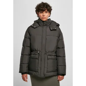 Dámské oblečení Dámská bunda Puffer v pase černá Urban Classics šedá 2854281