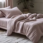 Mušelínové povlečení - šedo/fialové 140x200+70x90