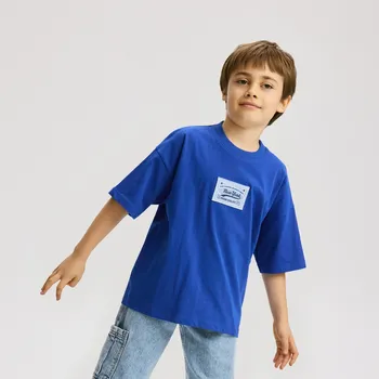 Reserved - Tričko s nášivkou - modrá - 698IG-55X - 698IG-55X-164