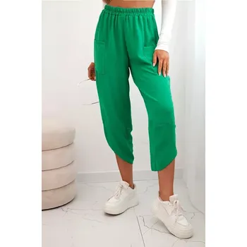 Dámské kalhoty Kalhoty se širokými nohavicemi a kapsami zelený UNI