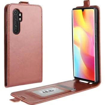 Pouzdro na mobilní telefon Vertical PU kožené flipové pouzdro na mobil Xiaomi Mi Note 10 Lite - hnědé