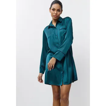 Dámské noční prádlo TIMO Aruelle | Saténová smaragdová noční košile Emeralda - L / 19