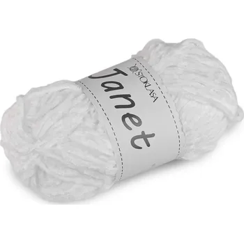 Příze Pletací žinylková příze Janet 100 g - 1 bílá