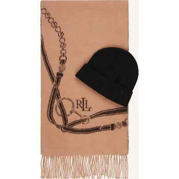 Módní doplněk Lauren Ralph Lauren Dámská Sada: Čepice A Šála, velbloudí /...