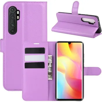 Pouzdro na mobilní telefon Litchi PU kožené peněženkové pouzdro na mobil Xiaomi Mi Note 10 Lite - fialové