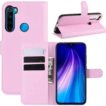 Pouzdro na mobilní telefon Litchi PU kožené peněženkové pouzdro na mobil Xiaomi Redmi Note 8 - růžové