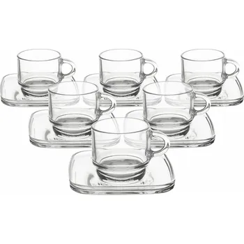 Orion Sada skleněných hrnků s podšálkem Cozy 6 ks, 0,091 ml, čirá