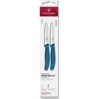 Příbor Sada nožů VICTORINOX Swiss Classic, paring knife set, 2pcs, 10cm, straight/wavy, blue, box