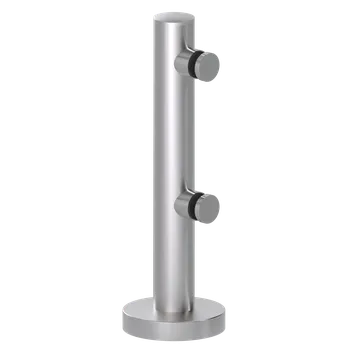 Zábradlí nerezový sloupek krátký pro zábradlí - výplň sklo - spigot se dvěma svorkami ø 30 mm, celková výška 325 mm, pro sklo 6 - 12 mm, broušená nerez K320/AISI 304