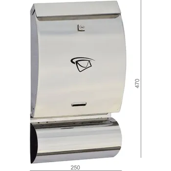 Poštovní schránka poštovní schránka EL1-PS6, leštěná nerez - schránka na dopisy 250 x 470 x 65 mm (š x v x hl)