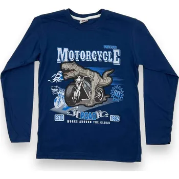 Dívčí tričko Zeyrek Chlapecké blikající tričko s dlouhým rukávem MOTORCYCLE Barva: Modrá, Velikost: 146