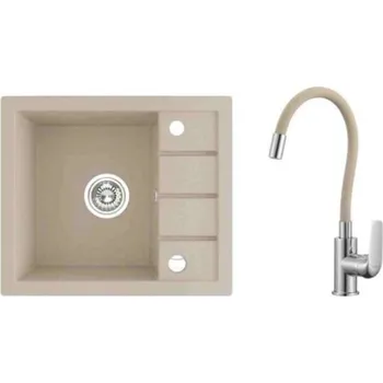 Granitový dřez LAVEO Trzynastka - kuchynský drez 570x500x185 mm, Béžová, SBPE413Y