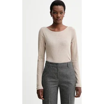 Pánské tričko Bavlněné tričko s dlouhým rukávem Marc O'Polo béžová barva, 510226152199 80X, vel. XS