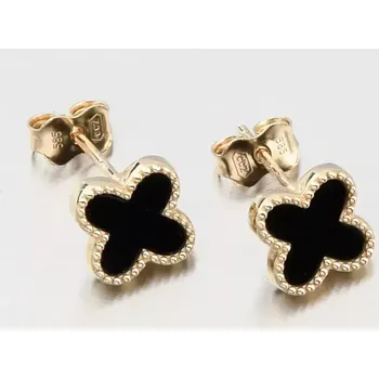 Náušnice Dámské náušnice žluté zlato 585 čtyřlístky 12R-747