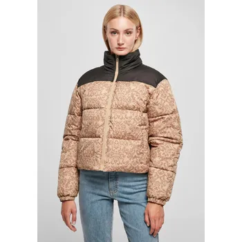 Dámské oblečení Dámská bunda AOP Retro Puffer Unionbeigedamast Urban Classics růžová 2541906
