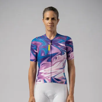 cyklistický dres ALÉ Cyklistický dres s krátkým rukávem - SMOOTHIE - fialová/modrá S