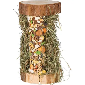 Krmivo pro hlodavce Trixie Dřevěná věž s horským lučním senem 13x17x13 cm 110 g