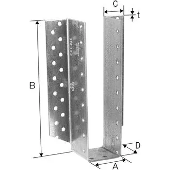 Tesařské kování SIMPSON trámová botka BSD 160x320 žárově pozinkovaná vnější s certifikací