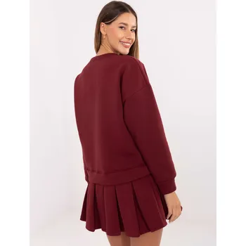 Oblečení a móda Dress-MI-SK-3249.98-burgundy RUE PARIS tmavě červená 3441259