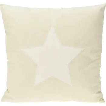 Dekorativní polštářek Home Styling Collection Dekorační polštář, vánoční vzor, 45 x 45 cm, béžová