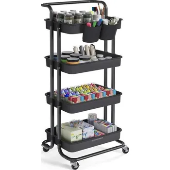 regál Pojízdný regál černý BSC077BZ01